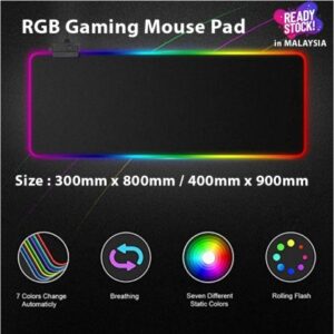 USB RGB Colour LED Lighting Gaming Mouse Pad Large Colorful Lighting Mousepad Computer Laptop Notebook
